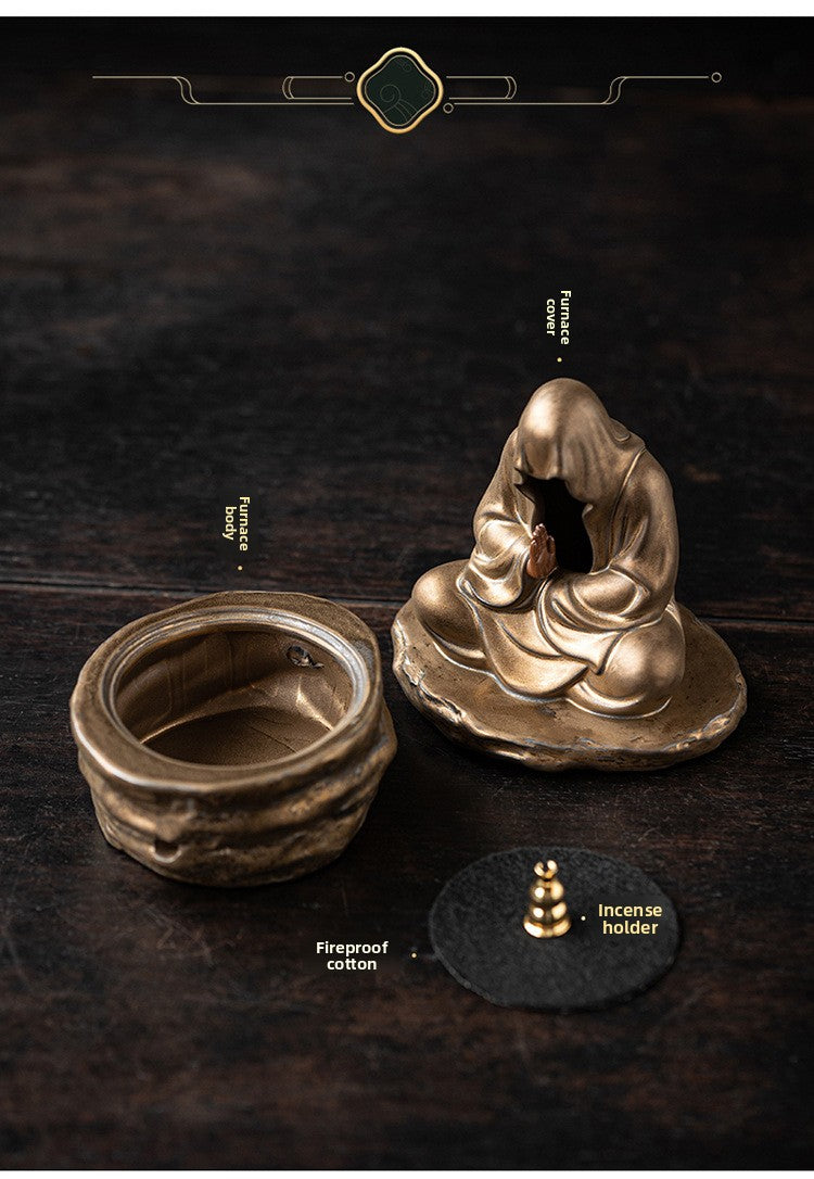 zensoullab Zen Style Incense Burner for Home Indoor Tea Ceremony Study Room Aromatherapy Ornament Sandalwood Agarwood Incense Burner Ceramic Craft