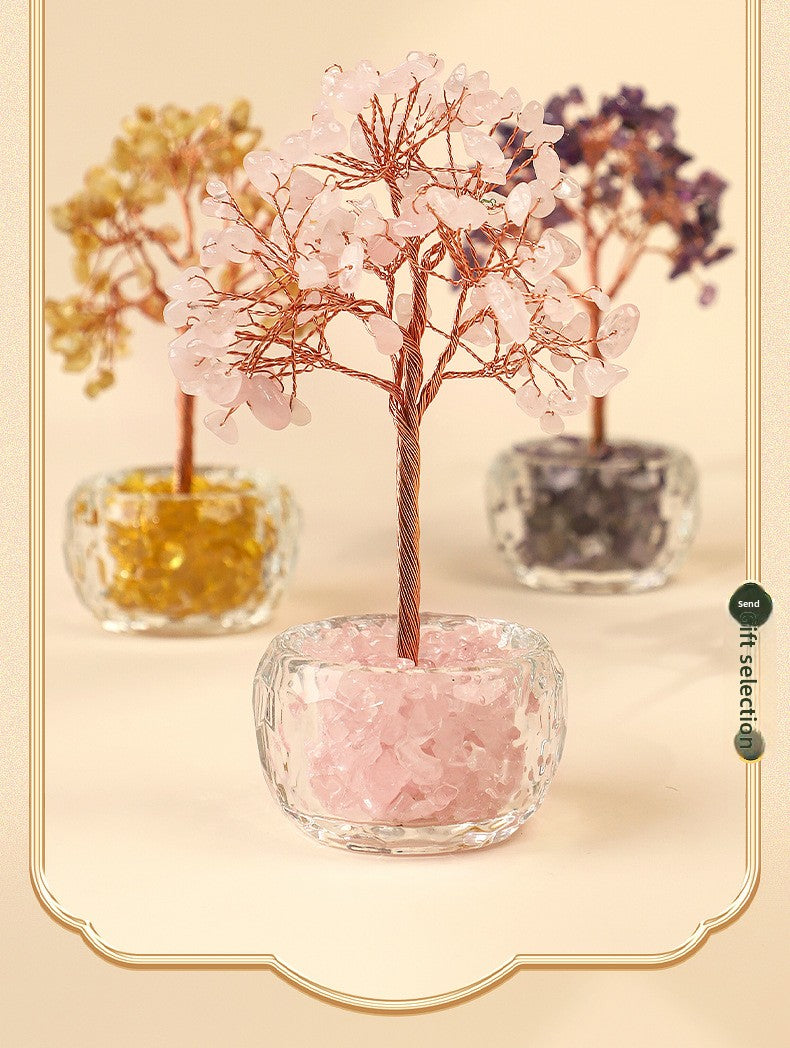 zensoullab Natural Crystal Tree Citrine Money Tree Crystal Tree of Life Wealth Tree Office Crystal Ornament