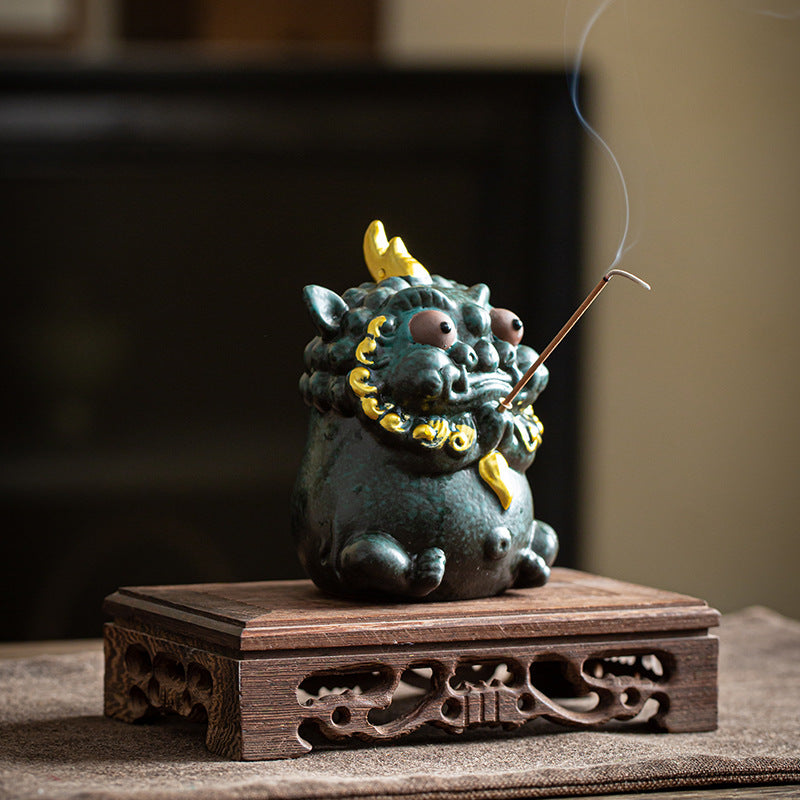 Zensoullab Creative Lucky Ceramic Incense Burner Decoration Tea Pet Incense Burner Living Room Decoration Household Sandalwood Incense Burner