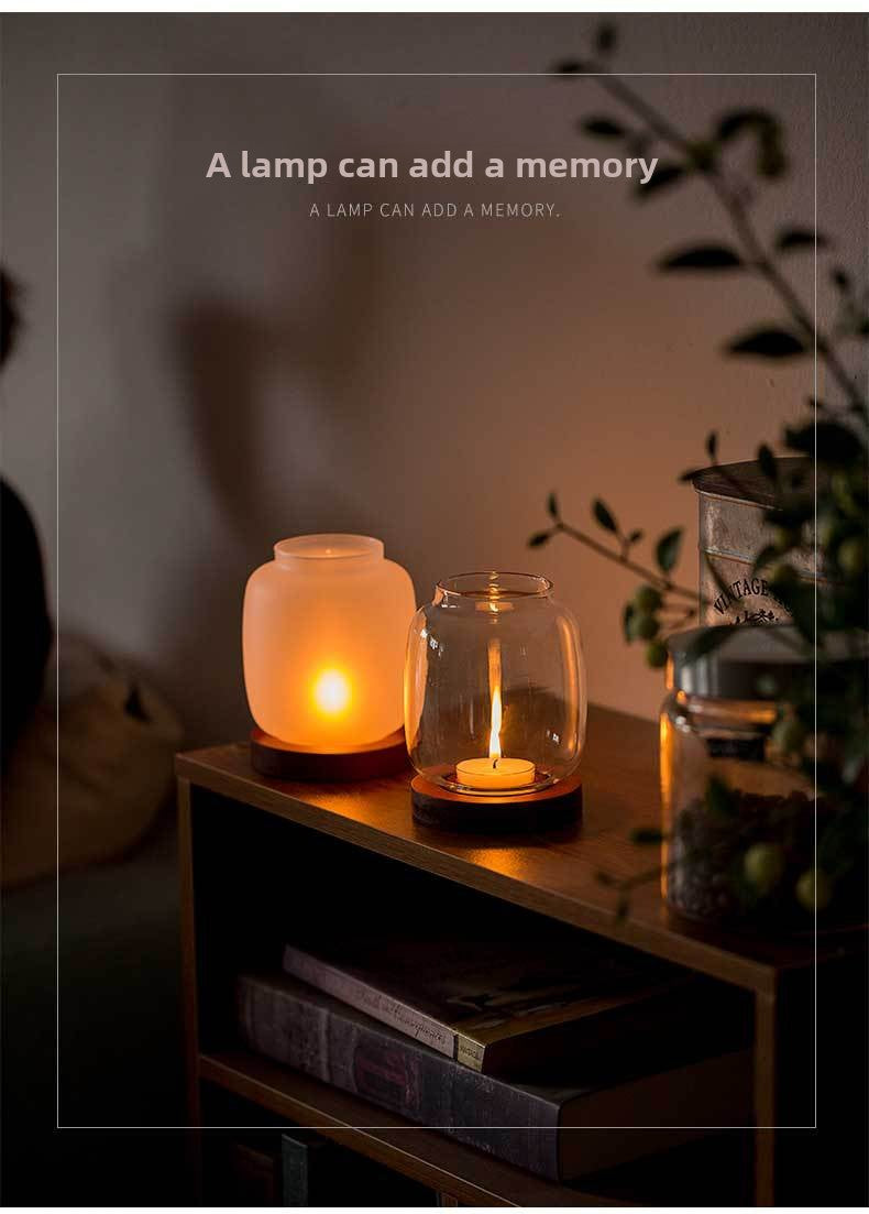 zensoullab Glass Candle Holder Ornament Home Chinese Style Aromatherapy Wax Wind Cover Vintage Special Electronic Small Candle Light Romantic Zen Light Luxury