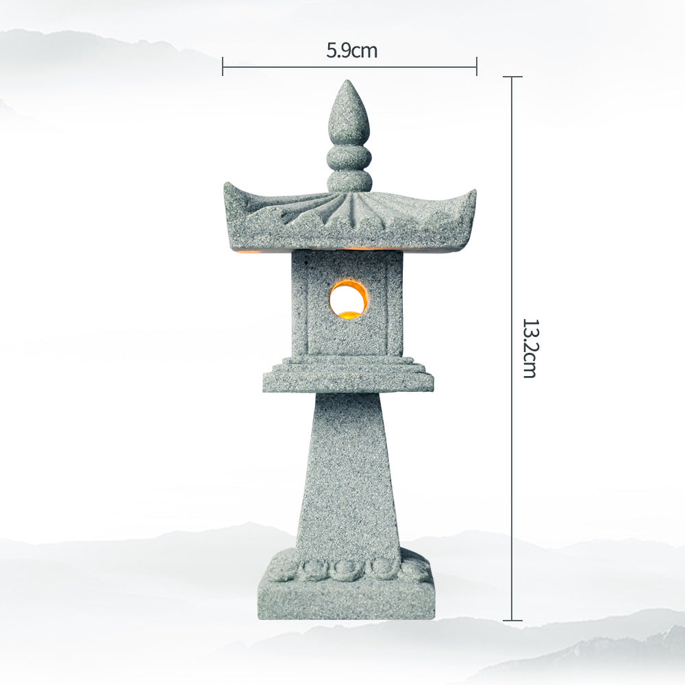 zensoullab Artificial Landscape Stone Lantern Small Stone Pavilion Ornament Home Entrance Pavilion Decoration Gardening Flower Bonsai Landscaping Decoration