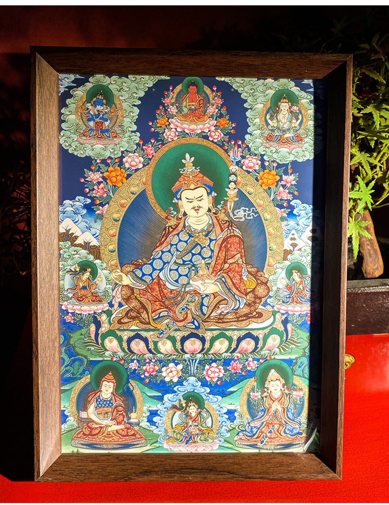 zensoullab Thangka Yellow God of Wealth Mahakala Buddha Statue Hanging Painting Desktop Display Guanyin Bodhisattva Wealth Attraction Entrance Decoration Painting