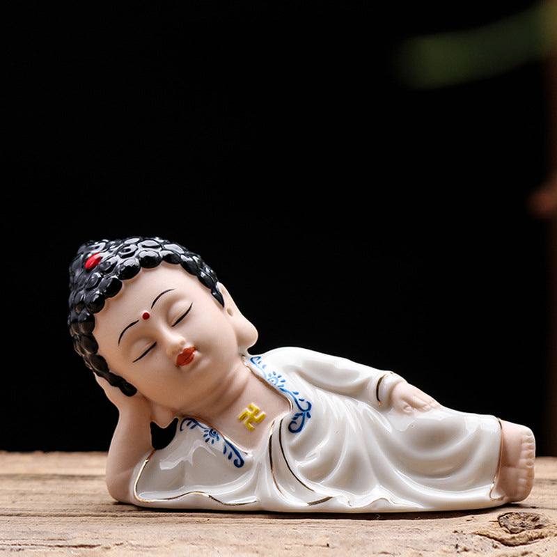 zensoullab Car Ornament Cute Little Tathagata Buddha Statue for Safety High-end Car Interior Dashboard Personalized Reclining Buddha Decoration