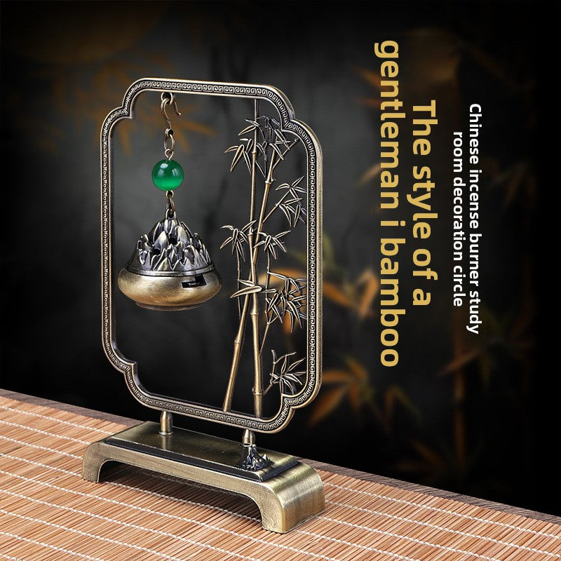zensoullab Chinese Style Incense Burner Green Bamboo Auspicious Incense Home Indoor Ancient Style National Trend Incense Decoration Ornament