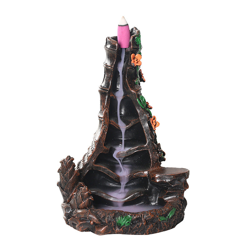 Zensoullab Resin Carving High Mountain Flowing Water Backflow Agarwood Stove Home Indoor Zen Sandalwood Incense Burner Tea Ceremony Decoration Zen Incense Burner