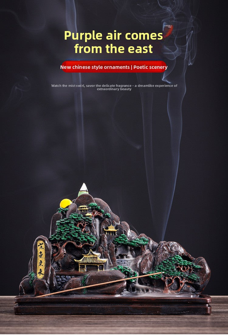 zensoullab Creative Resin Large Great Wall Backflow Incense Burner Home Decor Craft Ornament Incense Holder Incense Seat Backflow Aromatherapy Burner