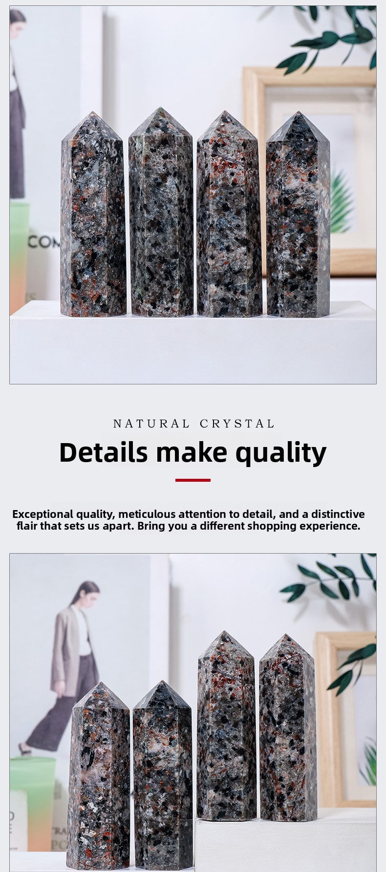 zensoullab Natural Crystal Flame Stone Hexagonal Column Fire Spirit Stone Raw Stone Polished Single Pointed Column Home Crystal Craft Ornament