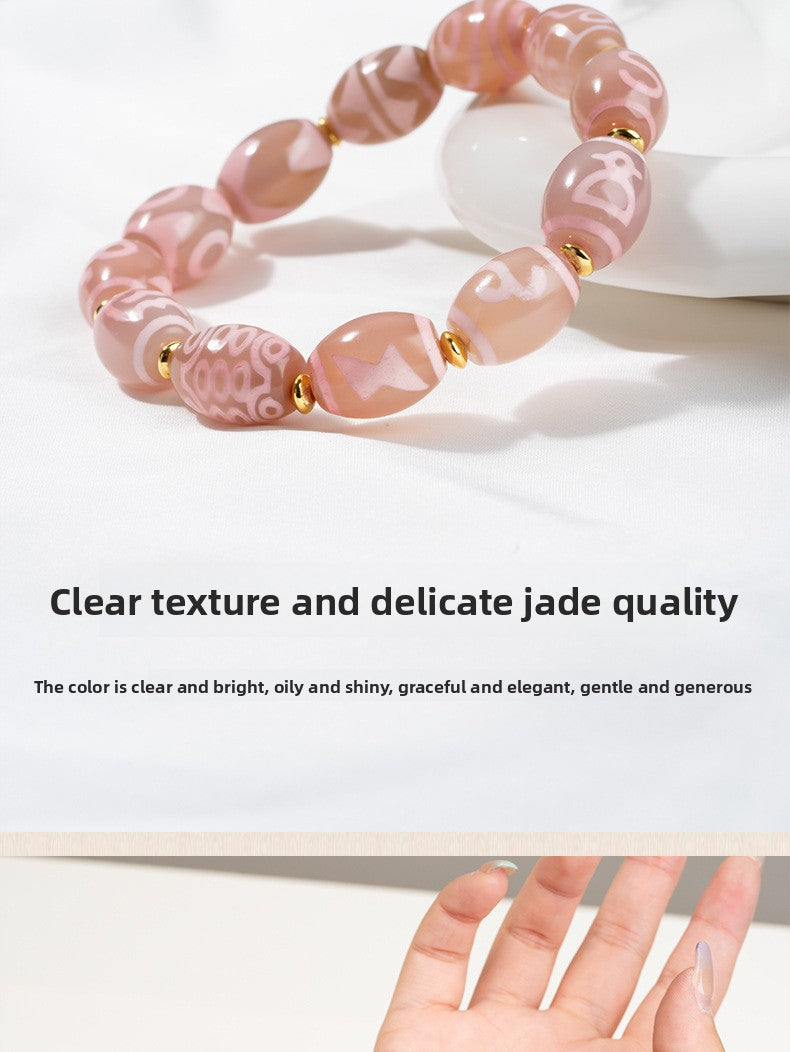zensoullab Natural Agate Dzi Bead Bracelet Fashion Versatile Unisex Couple Style Tiger Tooth Multi-Totem Single Circle Bracelet
