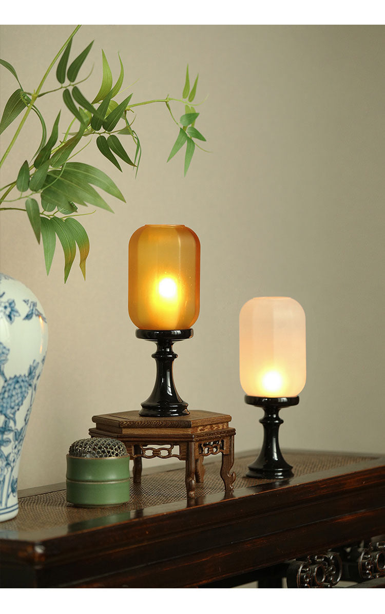 Zensoullab Antique Style Domestic Aromatherapy Candle Candlestick Chinese Zen Antique Lampshade Ceramic Decoration Tea Room Ambience Light