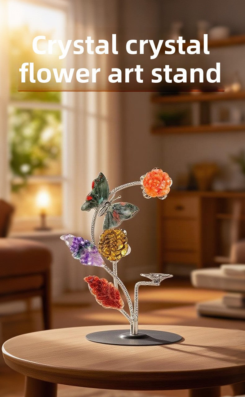 zensoullab Natural Crystal Rose Flower Butterfly Crystal Ball Ornament Crystal Craft Ball Stand Candle Holder Holiday