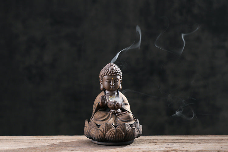 zensoullab Creative Ceramic Incense Burner Tea Ceremony Aromatherapy Burner Accessories for Home Living Room Indoor Air Purification Zen Buddha Ornament