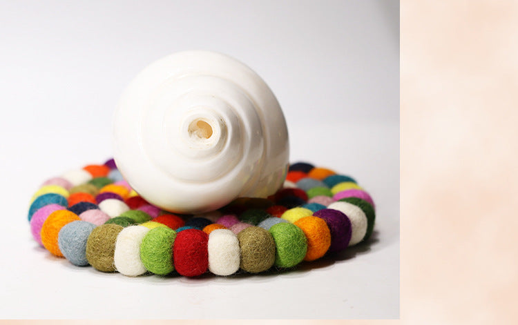 zensoullab Nepal Handmade Wool Felt Mat Round Ball Wool Ball Mat Bowl Mat Coaster Incense Burner Ritual Tool Mat Direct Supply