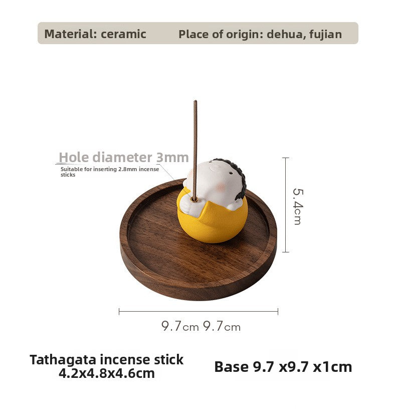 zensoullab Ceramic Cute Little Tathagata Incense Burner for Home Indoor Aromatherapy Small Ornament High-end Incense Holder Tea Table Incense Ceremony