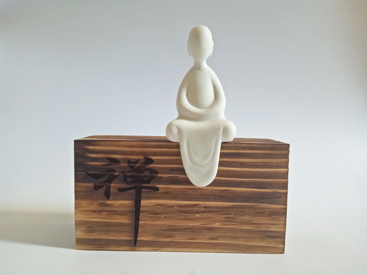 zensoullab Premium Dehua Sheep Fat White Porcelain Zen Phaseless Buddha Small Living Home Decor Ceramic Chinese Style Living Room Entrance Small Ornament