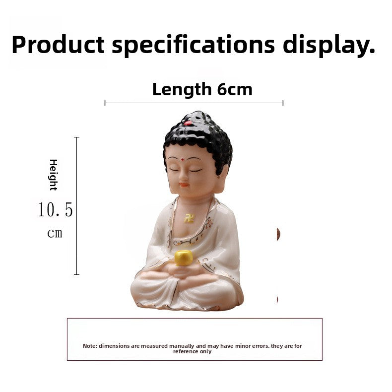 zensoullab Gift Ceramic Handmade Ornament Peaceful Tathagata Car Accessories Premium Three Treasures Buddha Entrance Hall Home Decoration