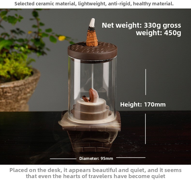 zensoullab Purple Clay Wukong Backflow Incense Burner Home Decor Creative Windproof Cover Sandalwood Incense Burner Craft Ornament
