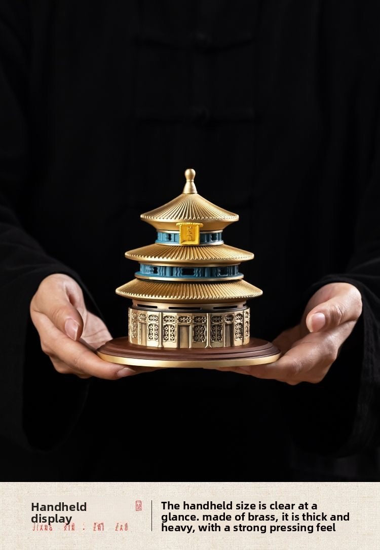 zensoullab Ancient Style New Chinese Style Temple of Heaven Copper Incense Burner Home Sandalwood Incense Indoor Coil Incense Agarwood Burner Incense Seal Incense Burner Ornament