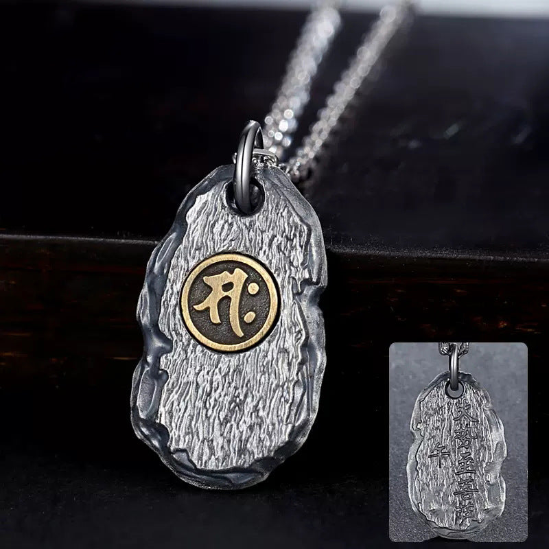 zensoullab Zodiac Buddha Eight Guardian Deities Pendant for Men and Women Twelve Zodiac Signs National Trend Ethnic Style Retro Imitation Thai Silver Vintage Necklace