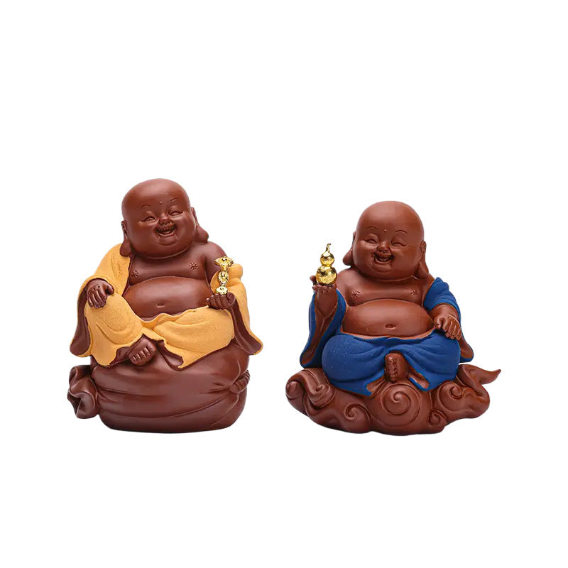 zensoullab Purple Clay Wealth-Attracting Big-Bellied Maitreya Buddha Tea Pet Kung Fu Tea Ornament Premium Cultivable Zen Tea Plaything Tea Table Desktop Decoration