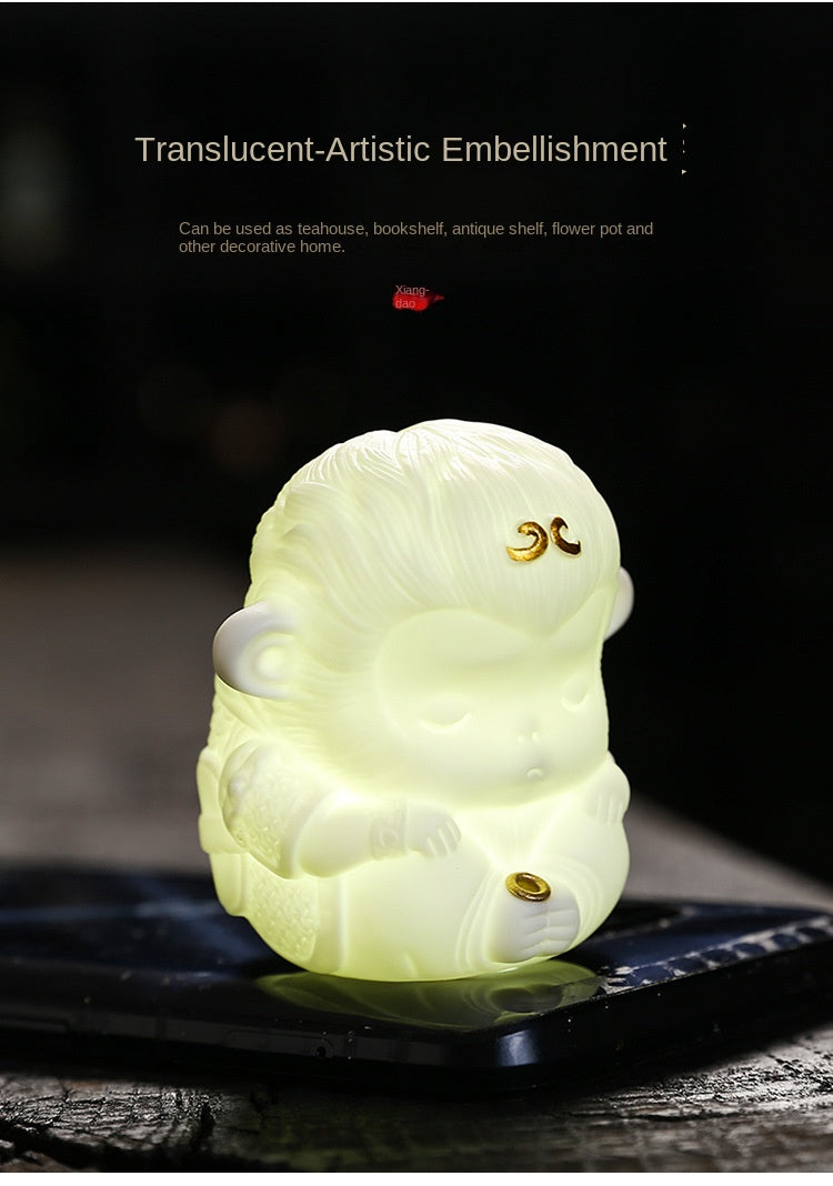 zensoullab Creative Cute Monkey Ceramic Aromatherapy Burner Ornament Soft Adorable Tea Pet Monkey Home Indoor Living Room Incense Holder