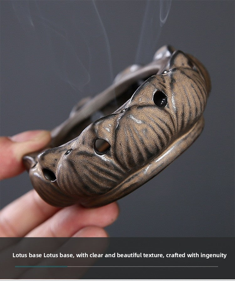 zensoullab Ceramic Zen Unfettered Buddha Incense Burner Home Indoor Antique Creative Coil Incense Burner Sandalwood Agarwood Craft Ornament