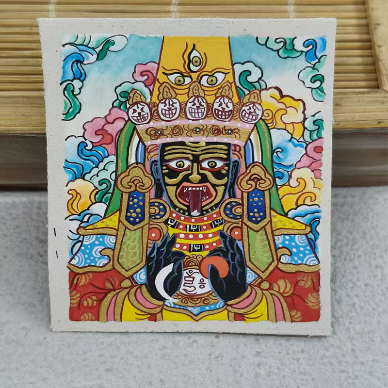 zensoullab Thangka Hand-painted Small Thangka Past and Present Life Zaki Ram Green Tara Yellow Wealth God Manjushri Four-armed Guanyin Small Pendant