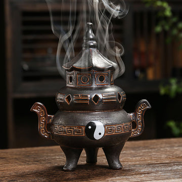 zensoullab Tai Chi Bagua Ceramic Incense Burner Home Indoor Zen Tea Room Tea Table Aromatherapy Burner Incense Decoration