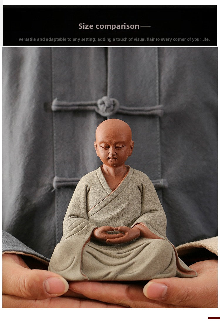 zensoullab Zen Purple Clay Little Monk Tea Pet Figure Zen Monk Little Novice Tea Ceremony Desktop Entrance Living Room Fish Tank Chinese Style Ornament
