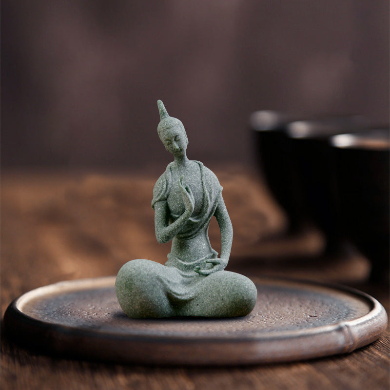zensoullab Desktop Chinese Style Northern Wei Dynasty Buddha Statue Buddha Micro Landscape Fish Tank Landscaping Rockery Desktop Ornament Tea Pet Incense Decoration