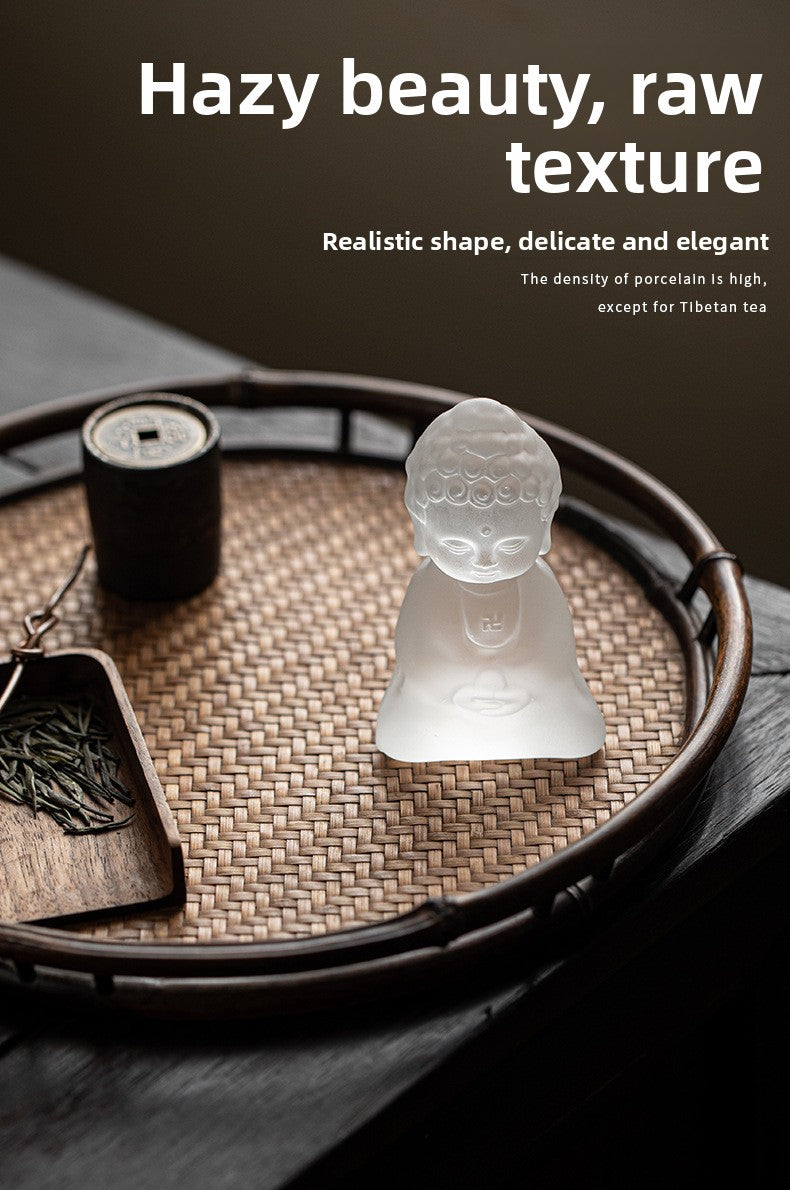 zensoullab Ancient Glazed Little Monk Tea Pet Ornament Zen Glass Buddha Figurine Kung Fu Tea Set Tea Tray Accessories