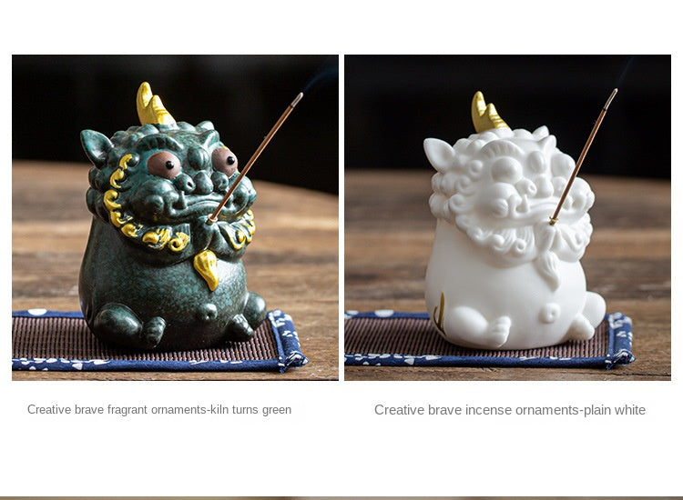 Zensoullab Creative Lucky Ceramic Incense Burner Decoration Tea Pet Incense Burner Living Room Decoration Household Sandalwood Incense Burner