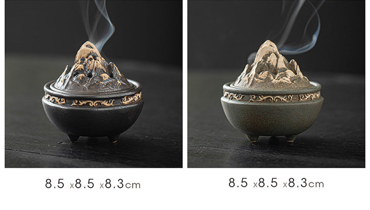 zensoullab Boshan Ceramic Incense Burner for Home Indoor Small Sandalwood Agarwood Incense Burner Zen Tea Room Incense Incense Seal Tower Incense Burner