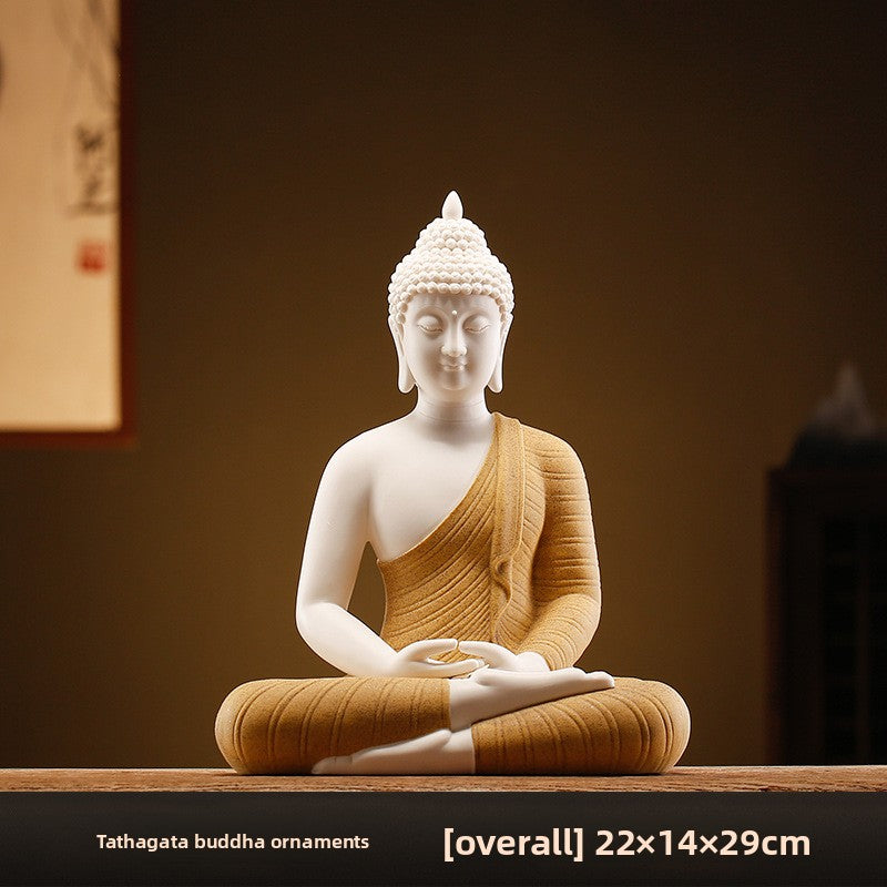 zensoullab Zen New Chinese Style Shakyamuni Buddha Lamp Circle Ornament Creative Home Interior Decoration Living Room Entrance Worship