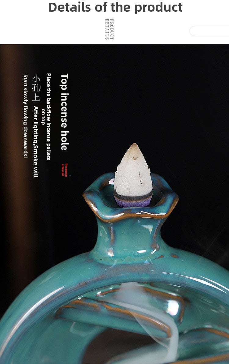 zensoullab Two-Faced Backflow Incense Burner Ceramic Mountain Water Flow Incense Burner Ceramic Incense Holder Office Creative Ornament
