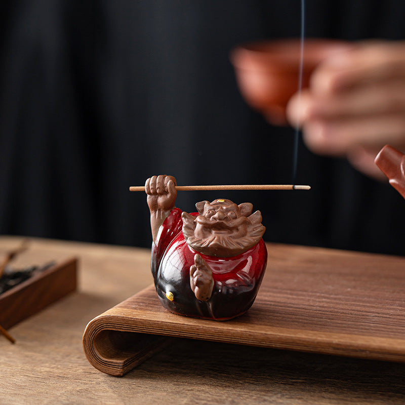 zensoullab Zhongkui Incense Holder Mini Creative Purple Clay Kiln Change Travel Aromatherapy Zhongkui Ornament Blessing Gift Incense Ceremony Gift Box Incense Burner