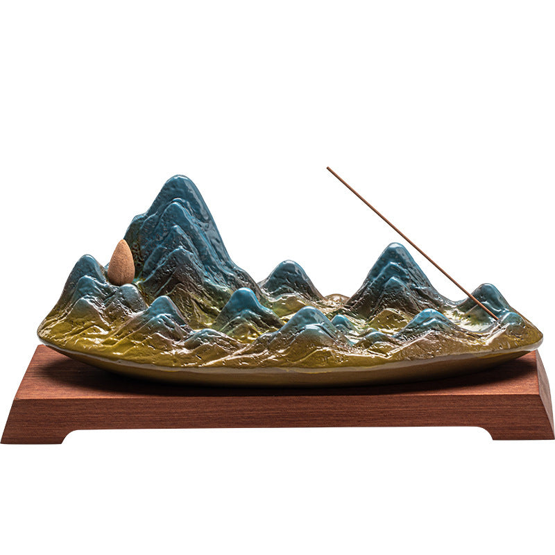 Zensoullab Thousand-Li Landscape Large Ceramic Flowback Incense Burner Home Indoor Incense Stick and Base Creative Aromatherapy Aromatherapy Stove Tea Ceremony Decoration