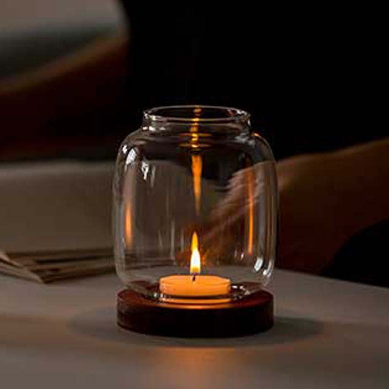 zensoullab Glass Candle Holder Ornament Home Chinese Style Aromatherapy Wax Wind Cover Vintage Special Electronic Small Candle Light Romantic Zen Light Luxury