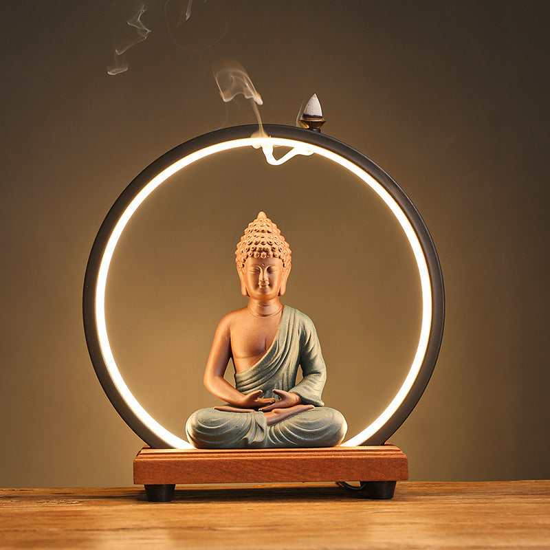 zensoullab Backflow Incense Burner Indoor Incense Creative Zen Buddha Sandalwood Agarwood Tea Ceremony Entrance Living Room Ceramic Lamp Ring Ornament