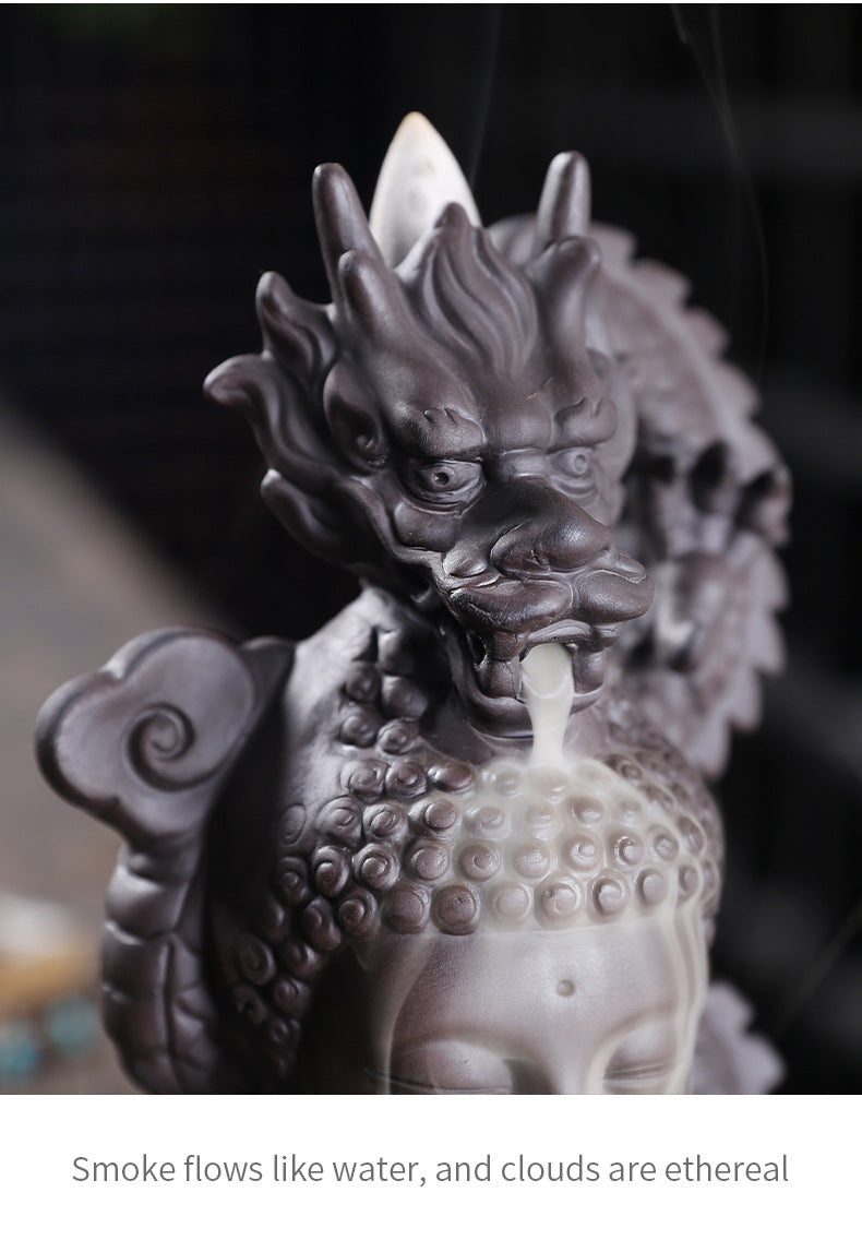 zensoullab Backflow Incense Burner Creative Ceramic Large Ornamental Decoration Indoor Tea Ceremony Antique Purple Clay Sandalwood Agarwood Incense Burner Incense Holder