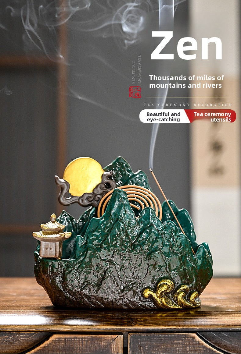 zensoullab Creative Ceramic Large Incense Burner Antique Style Home Indoor Incense Tea Ceremony Incense Holder Sandalwood Agarwood Mosquito Coil Burner