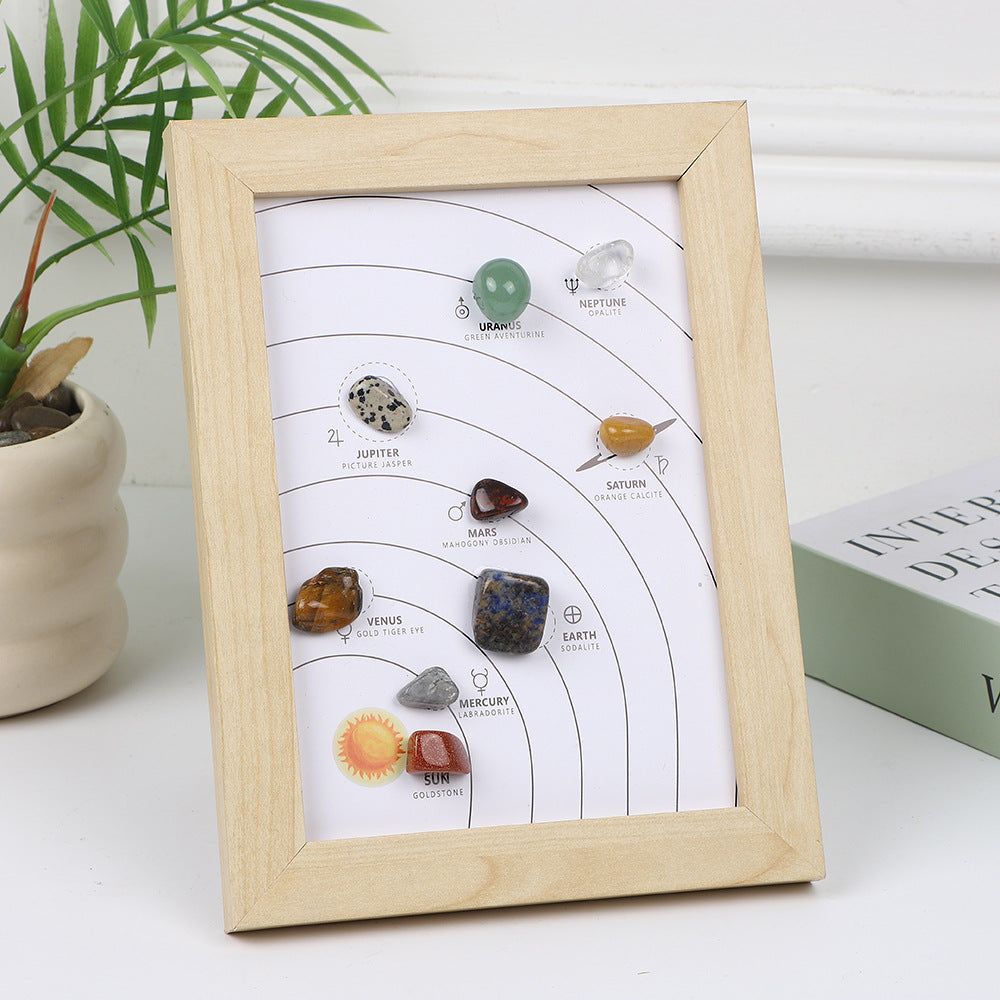 zensoullab Meditation Natural Raw Stone Specimen Frame Ornament Natural Crystal Mineral Colorful Seven-Color Stone Picture Frame Display Stand