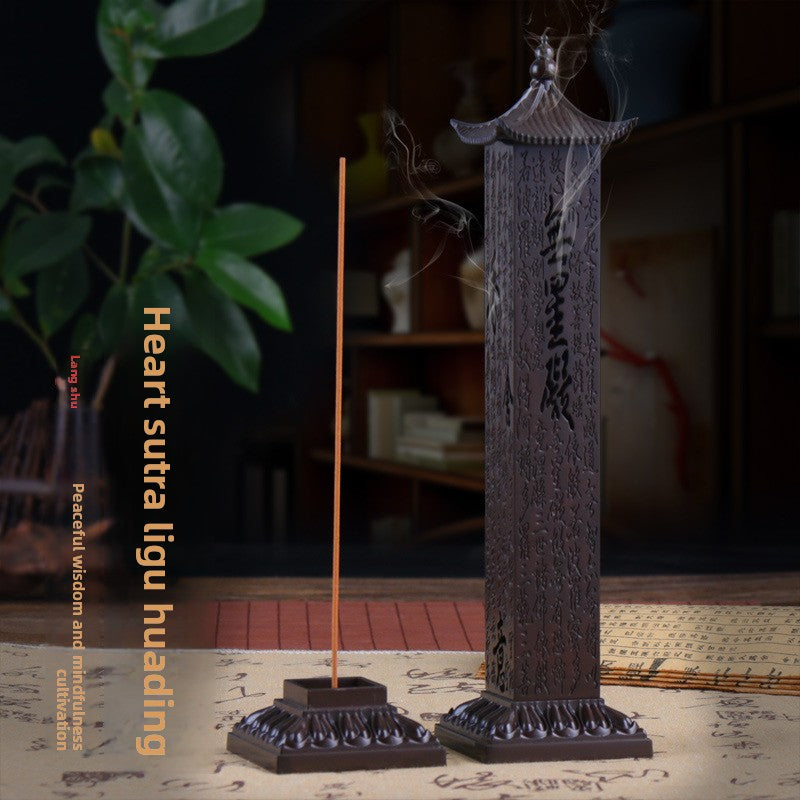 zensoullab Hundred Blessings Pillar Huading Incense Burner Home Use Agarwood Sandalwood Incense Burner Metal Antique Zen Ornament