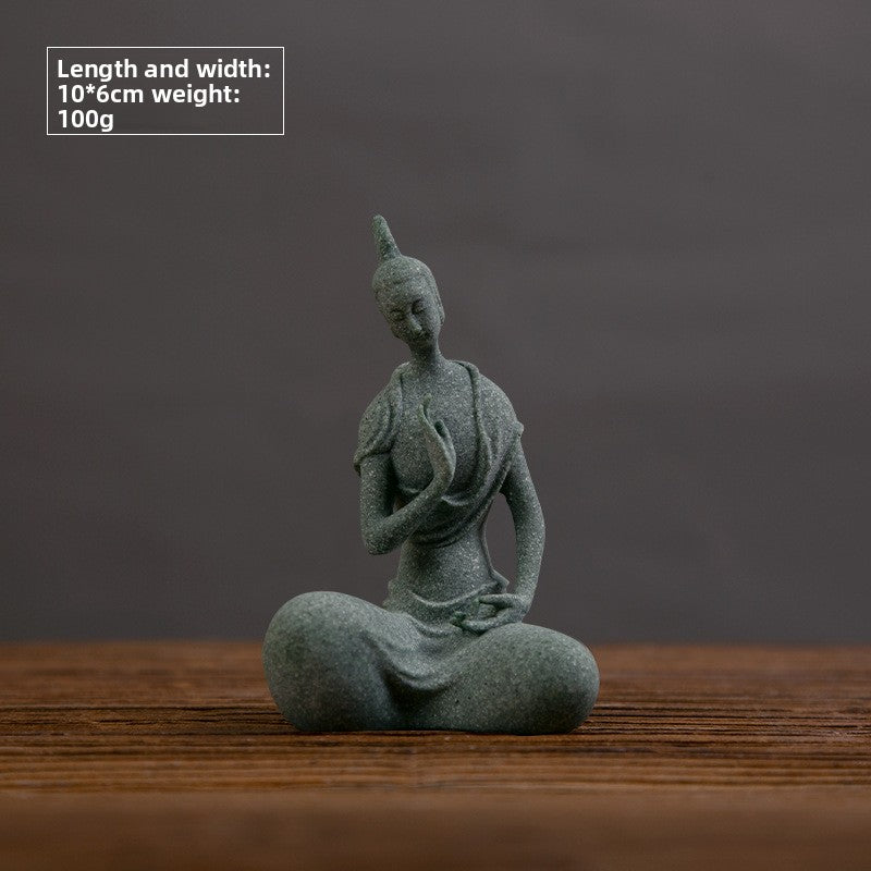 zensoullab Desktop Chinese Style Northern Wei Dynasty Buddha Statue Buddha Micro Landscape Fish Tank Landscaping Rockery Desktop Ornament Tea Pet Incense Decoration