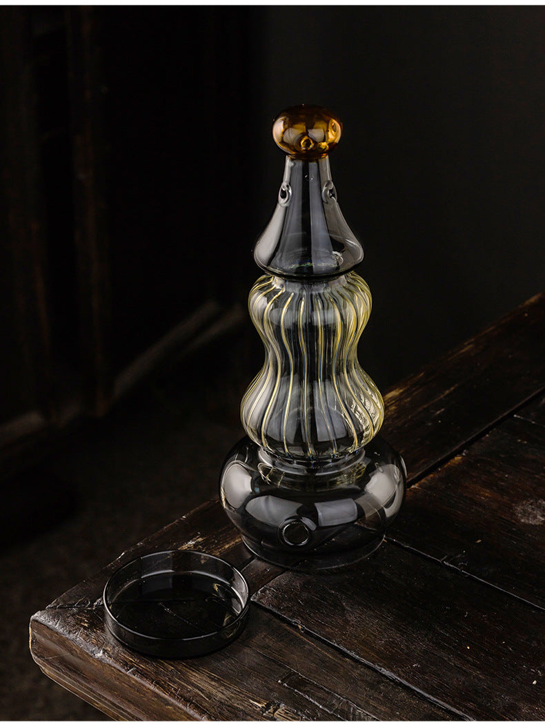 zensoullab Ancient Style Home Aromatherapy Candle Candle Holder Chinese Zen Style Antique Lampshade Glass Ornament Tea Room retro Atmosphere Lamp