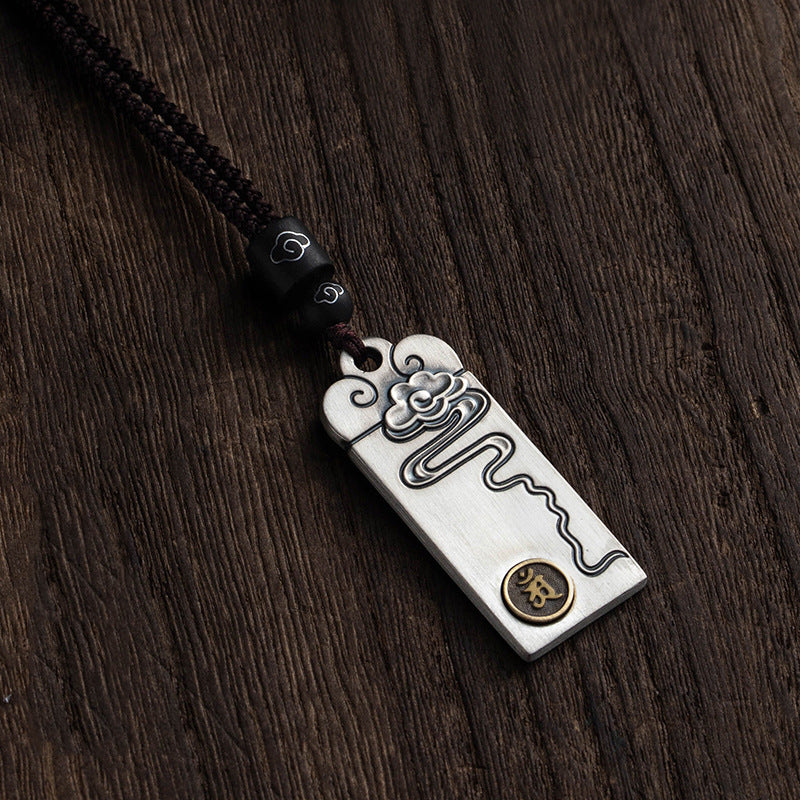 Zensoullab Thai Silver Solid Auspicious Cloud Zodiac Life Statue Pendant Men's Necklace Girls Valentine's Day Gift for Girlfriend