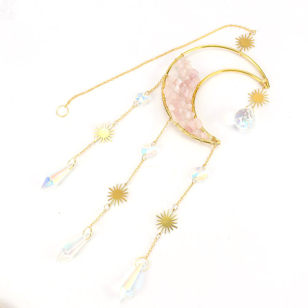 Zensoullab Natural Crystal Gravel Moon Hourglass Sunshine Catcher Sun Catcher Lighting Wind Chimes Decorative Pendant