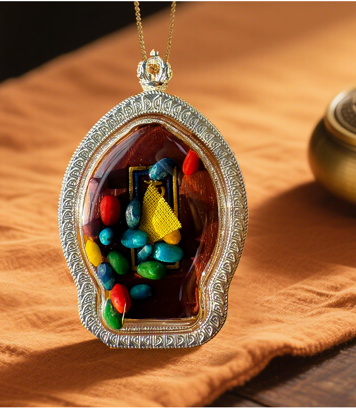 zensoullab Moli Zhi Tian Wu Box Pendant Hand-painted Rubbing Three-dimensional Tibetan Silver Thangka Buddha Amulet Doumu Yuanjun Men and Women Necklace
