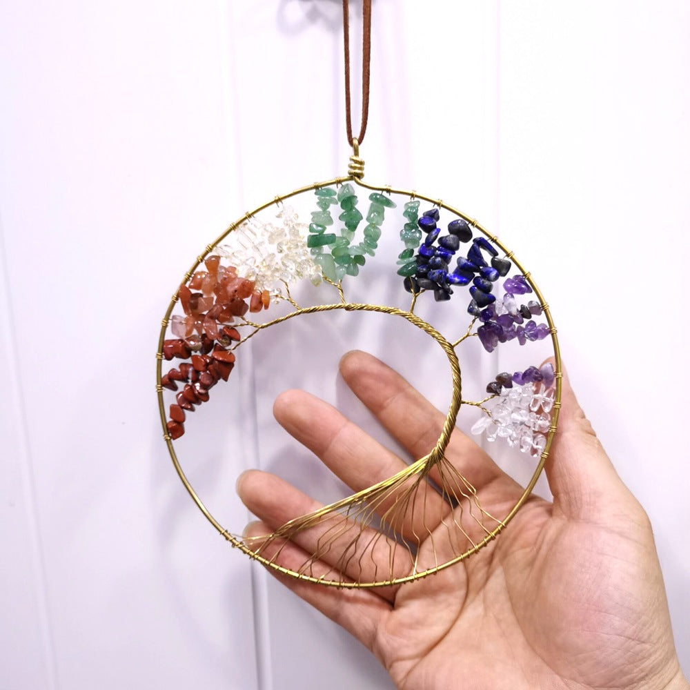 zensoullab Gravel Tree of Life Dream Catcher Hanging Ornament Agate Pendant