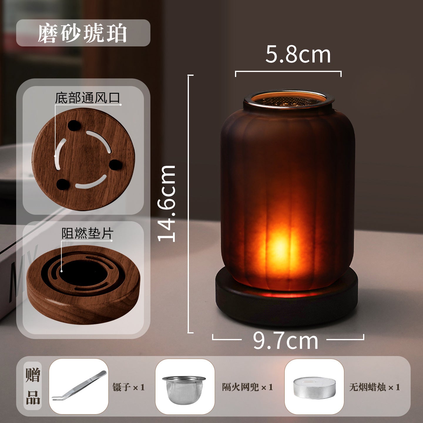 zensoullab Home Beauty Salon Glass Candle Holder Calming Aromatherapy Lamp Sandalwood Agarwood Incense Powder Incense Burner Chinese Style Candle Agarwood Lamp