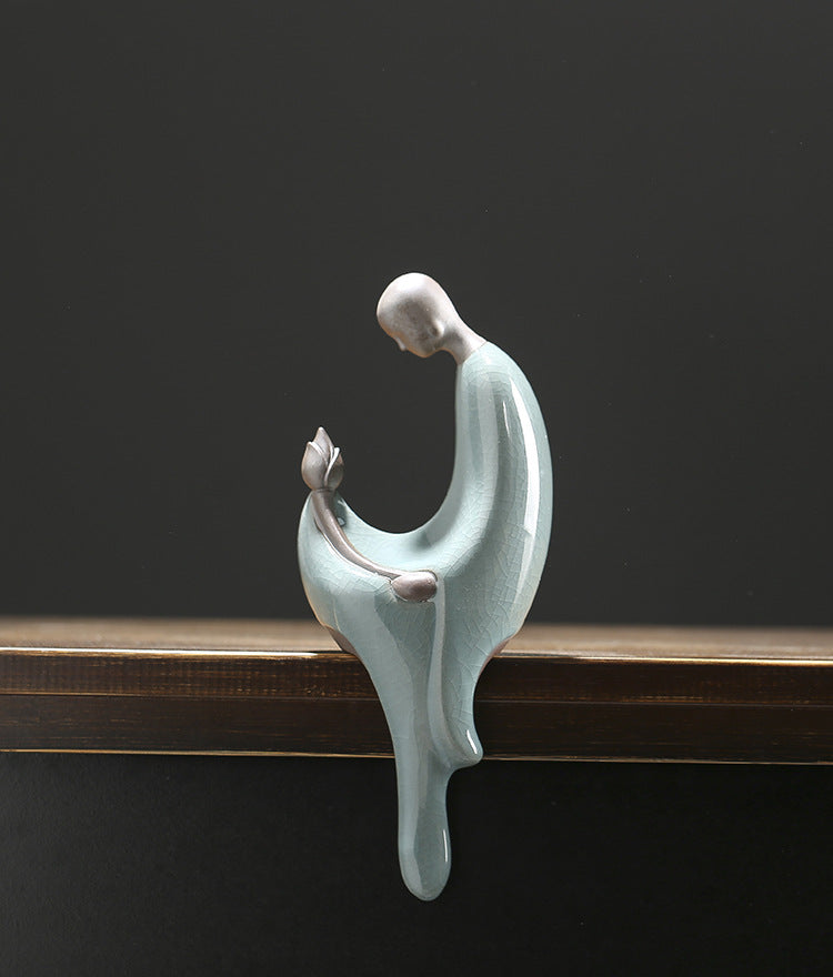 zensoullab Zen Ceramic Crafts Formless Buddha New Chinese Style Living Room Study Entrance Decoration Ge Kiln Creative Figurine